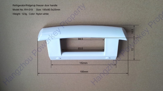 _ Nylon White Refrigerator Spare Parts , Commercial Freezer Parts , Freezer Door Handle