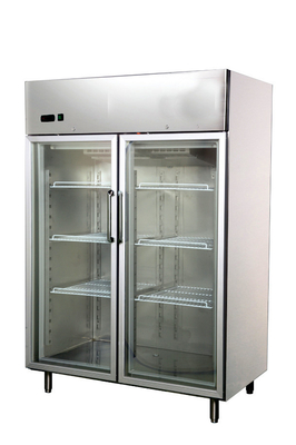 _ Stainless Steel Upright Two Glass Door Refrigerators 1200L , 1400x890x2050