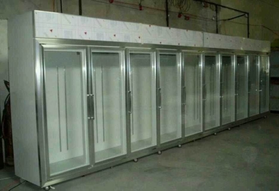 _ Glass Sliding Door Refrigerator 0 - 10 Degree Fan Cooling  For Shop