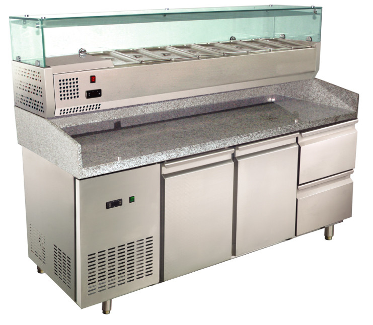 Granit Countertop-Pizza-Kasten-Reichweite im Kühlschrank-Gefrierschrank mit bereiten Einheit, 380L+65L vor