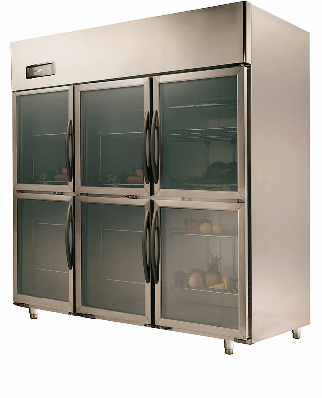 _ Commercial Six Small Clear Door Refrigerator For Supermarket , 1550L