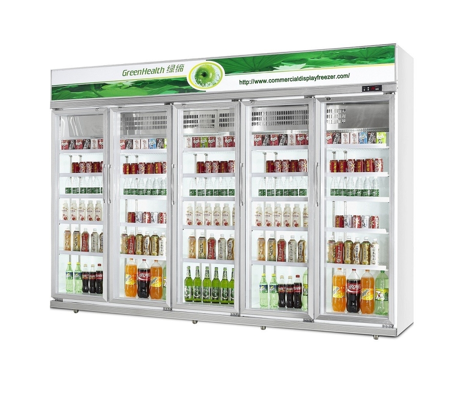 Weißer großer Handelsglastür-Gefrierschrank 5 Glas-Tür für Getränkekühlvorrichtung